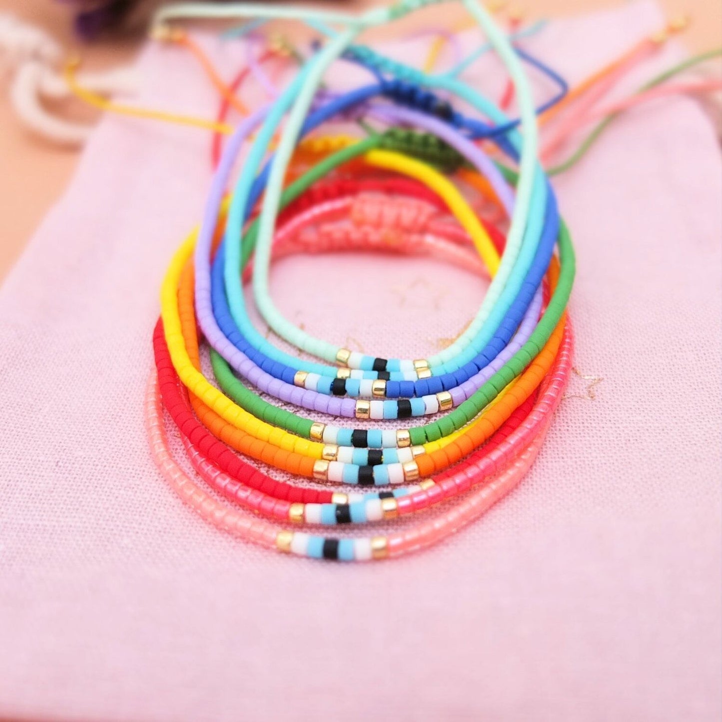 Bracelet en perles miyuki ajustable, oeil protecteur, coloris 2
