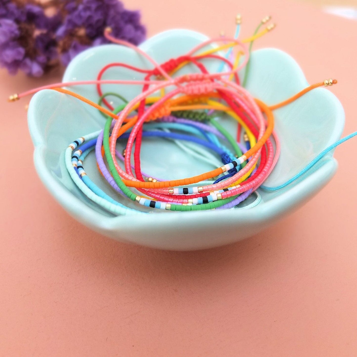 Bracelet en perles miyuki ajustable, oeil protecteur