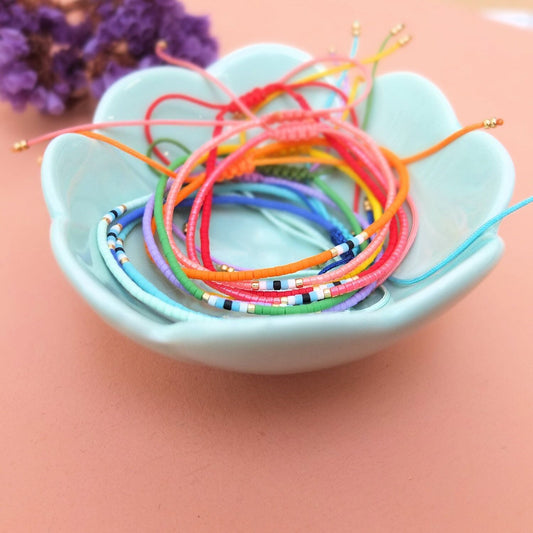 Bracelet en perles miyuki ajustable, oeil protecteur