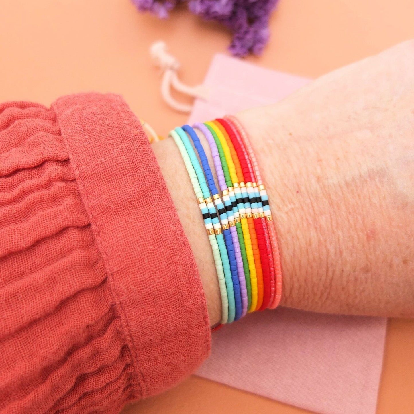 Bracelet en perles miyuki ajustable, oeil protecteur, coloris 15