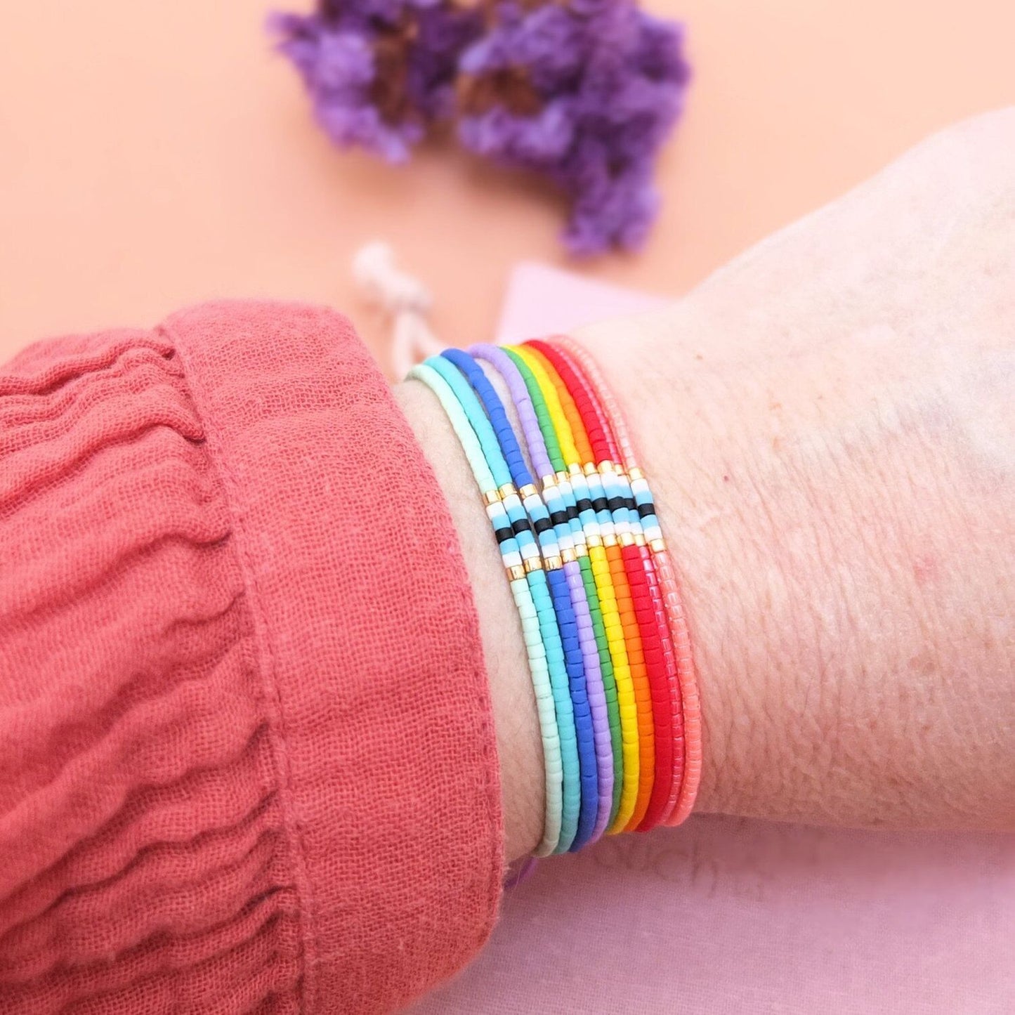 Bracelet en perles miyuki ajustable, oeil protecteur, coloris 21