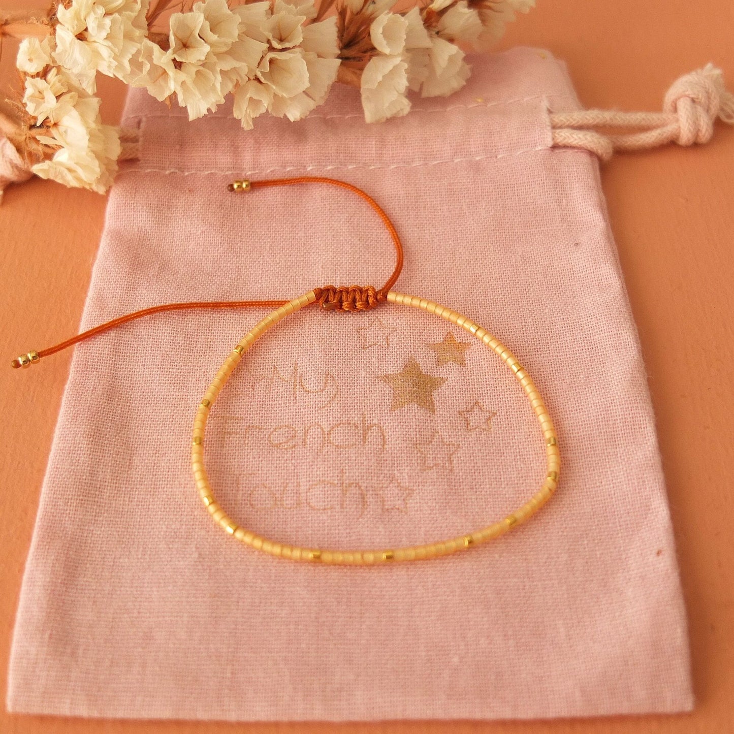 Bracelet ajustable fil de jade et perles miyuki aspect opale, coloris 4