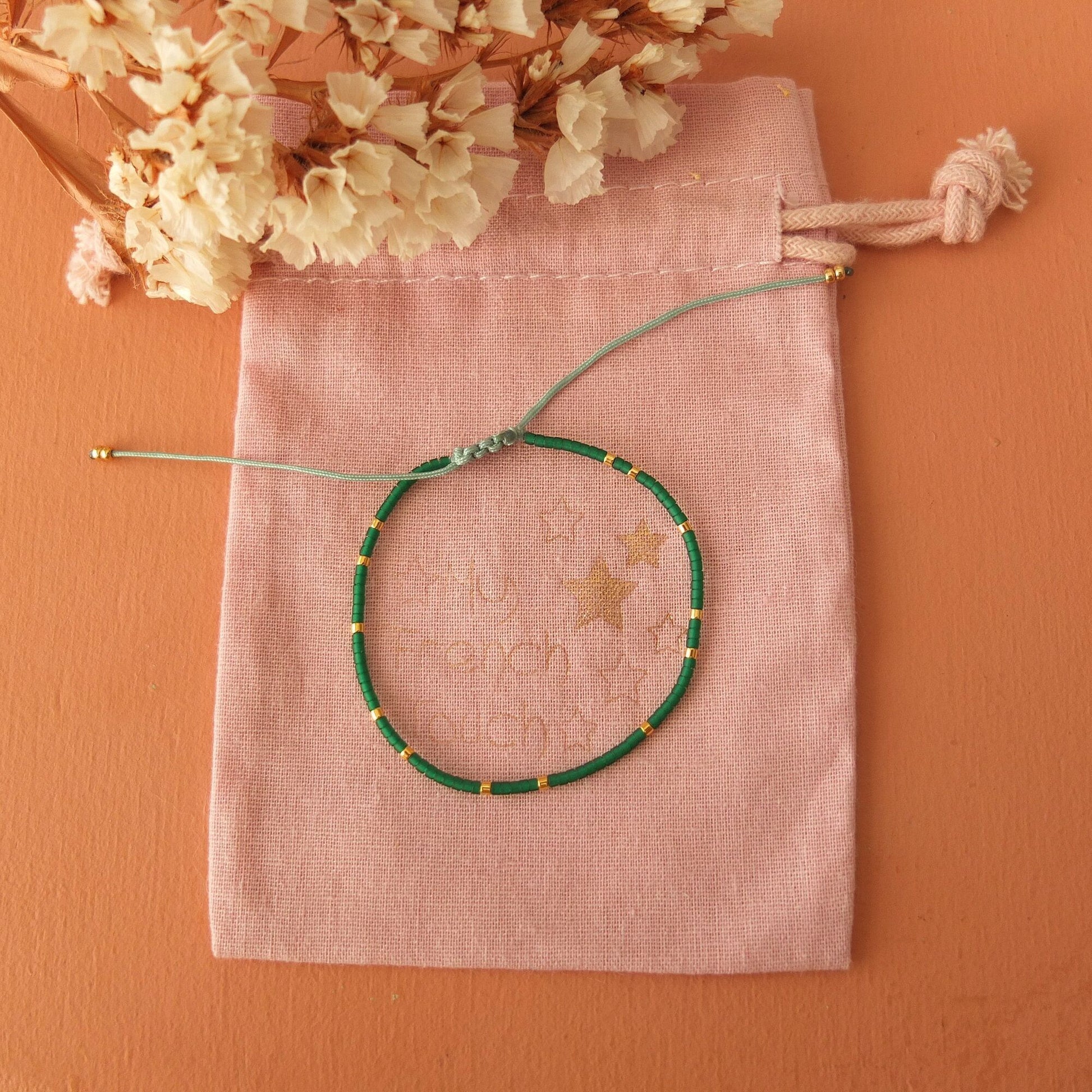 Bracelet ajustable fil de jade et perles miyuki aspect givré, coloris 8
