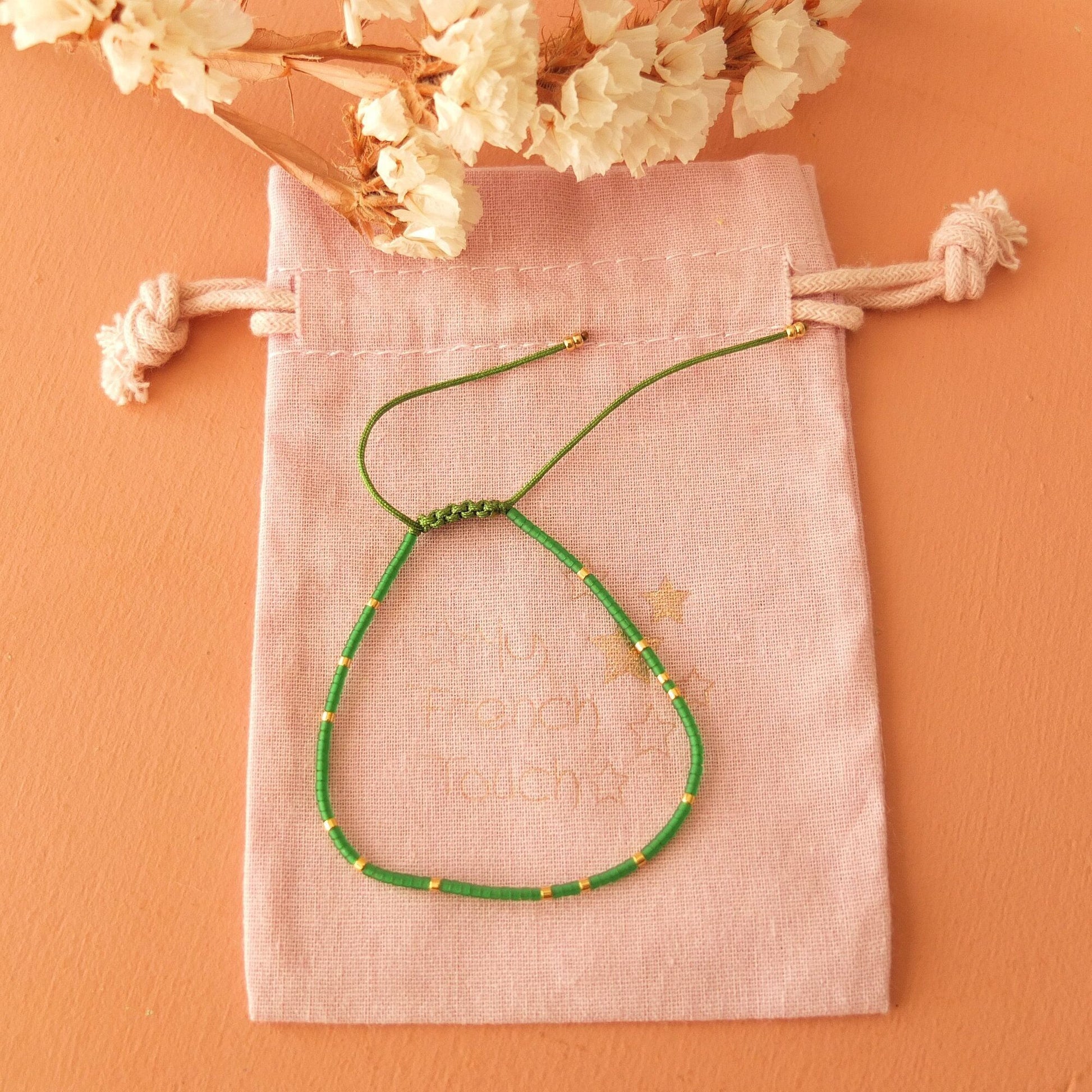 Bracelet ajustable fil de jade et perles miyuki aspect givré, coloris 12
