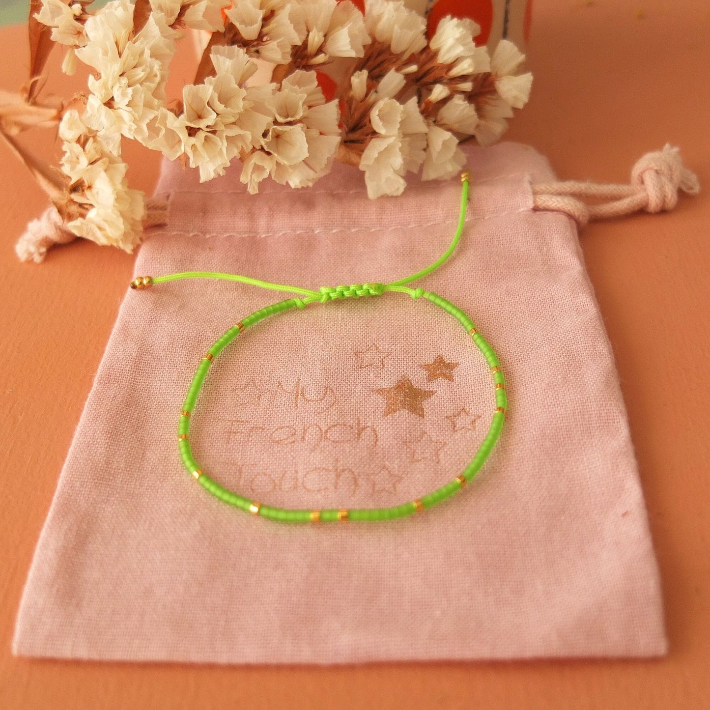 Bracelet ajustable fil de jade et perles miyuki aspect givré, coloris 16