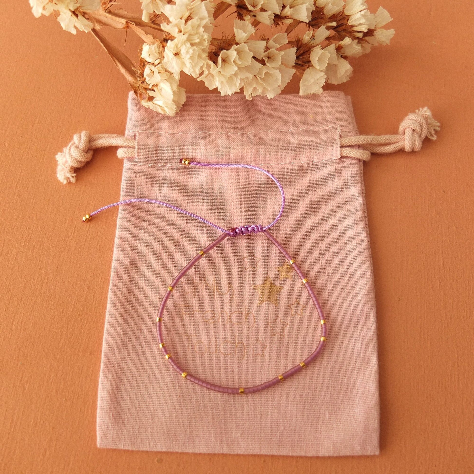 Bracelet ajustable fil de jade et perles miyuki aspect givré, coloris 18