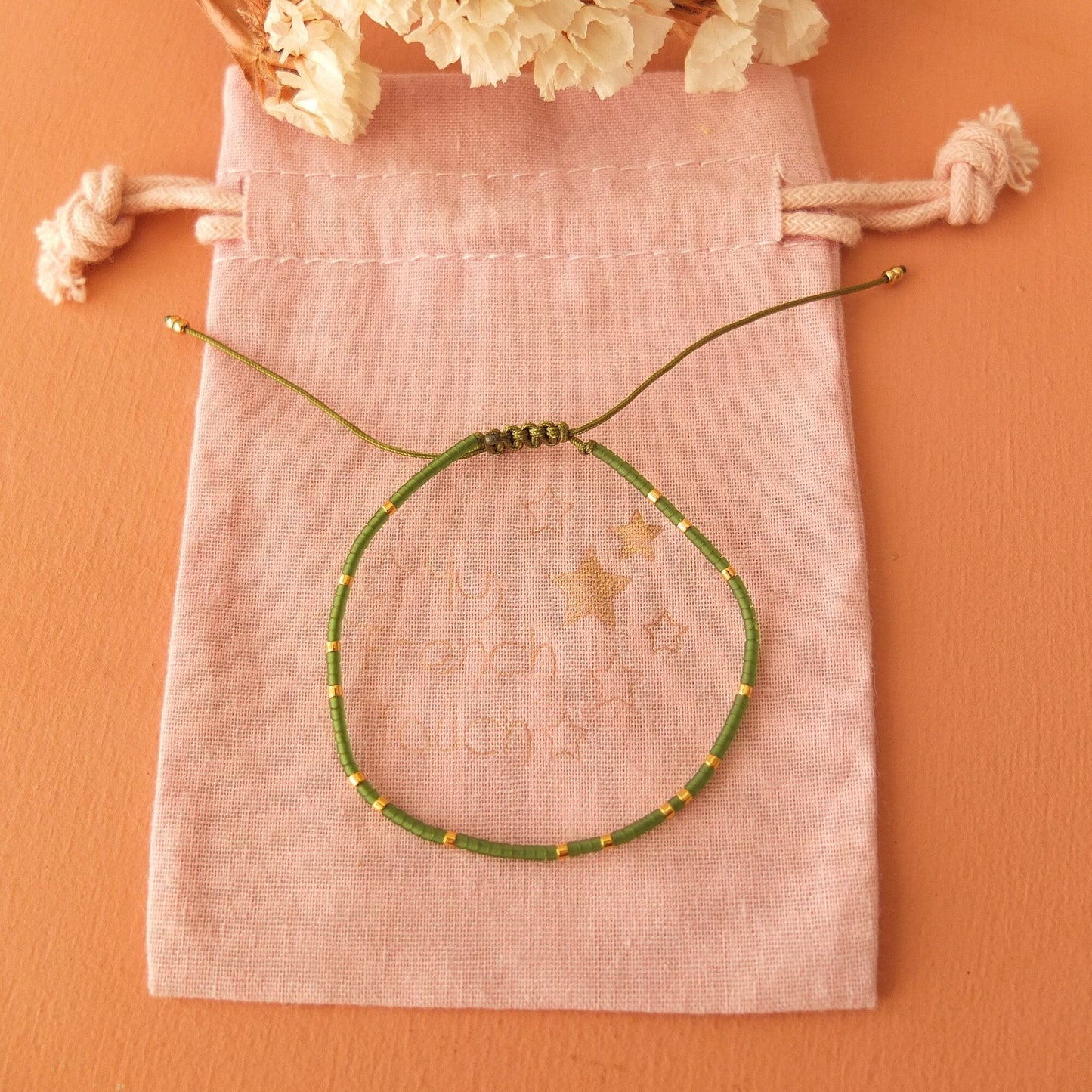 Bracelet ajustable fil de jade et perles miyuki aspect givré, coloris 31