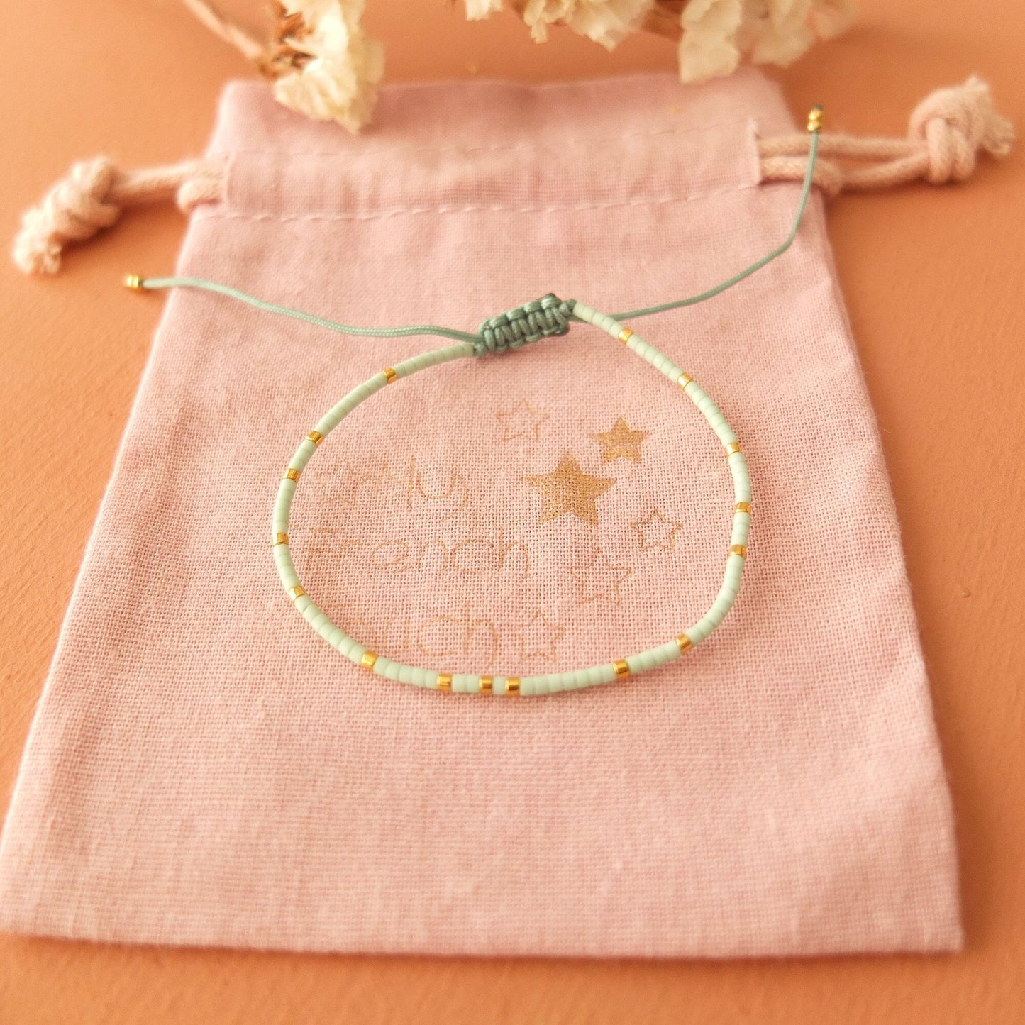 Bracelet ajustable fil de jade et perles miyuki aspect mate, coloris 7