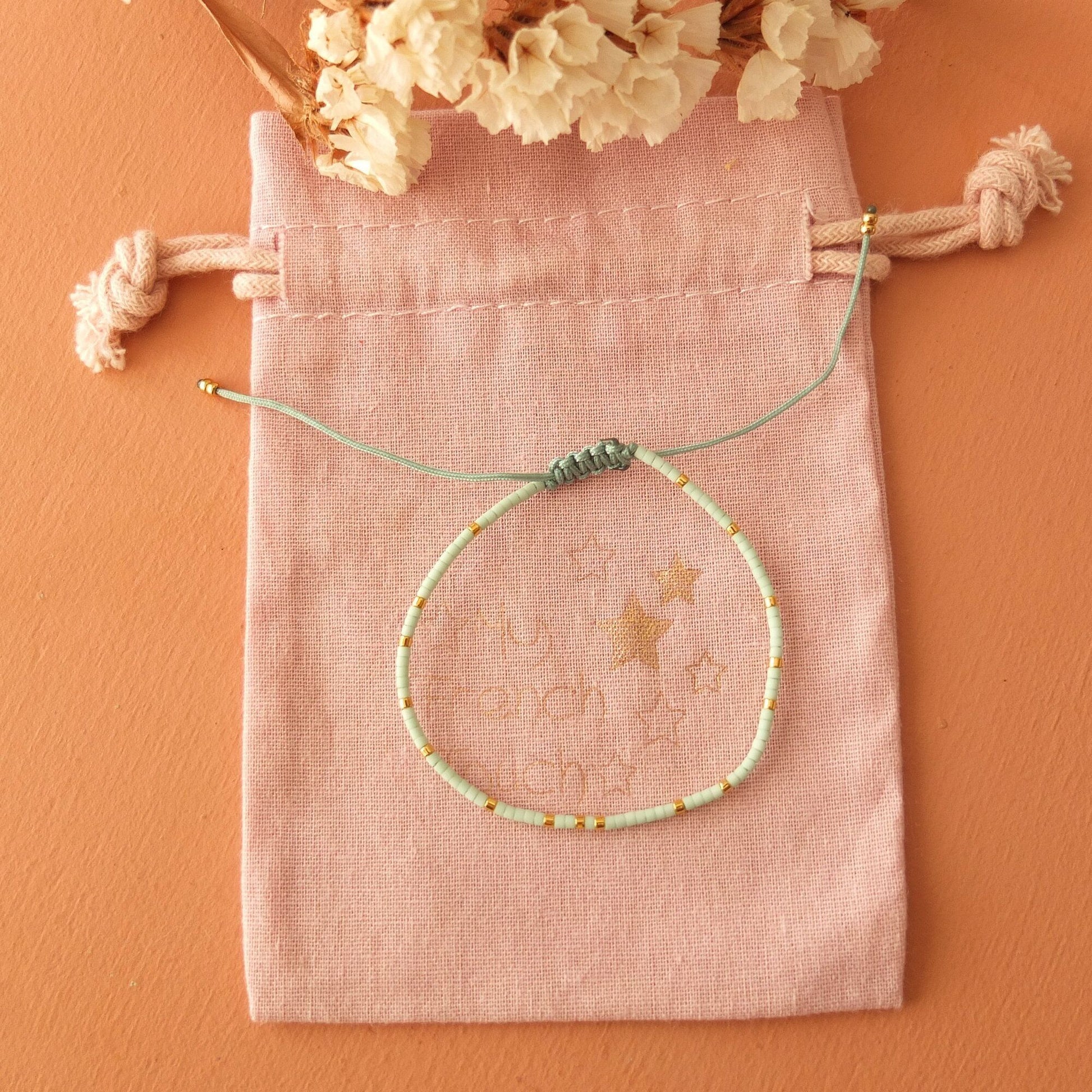 Bracelet ajustable fil de jade et perles miyuki aspect mate, coloris 9