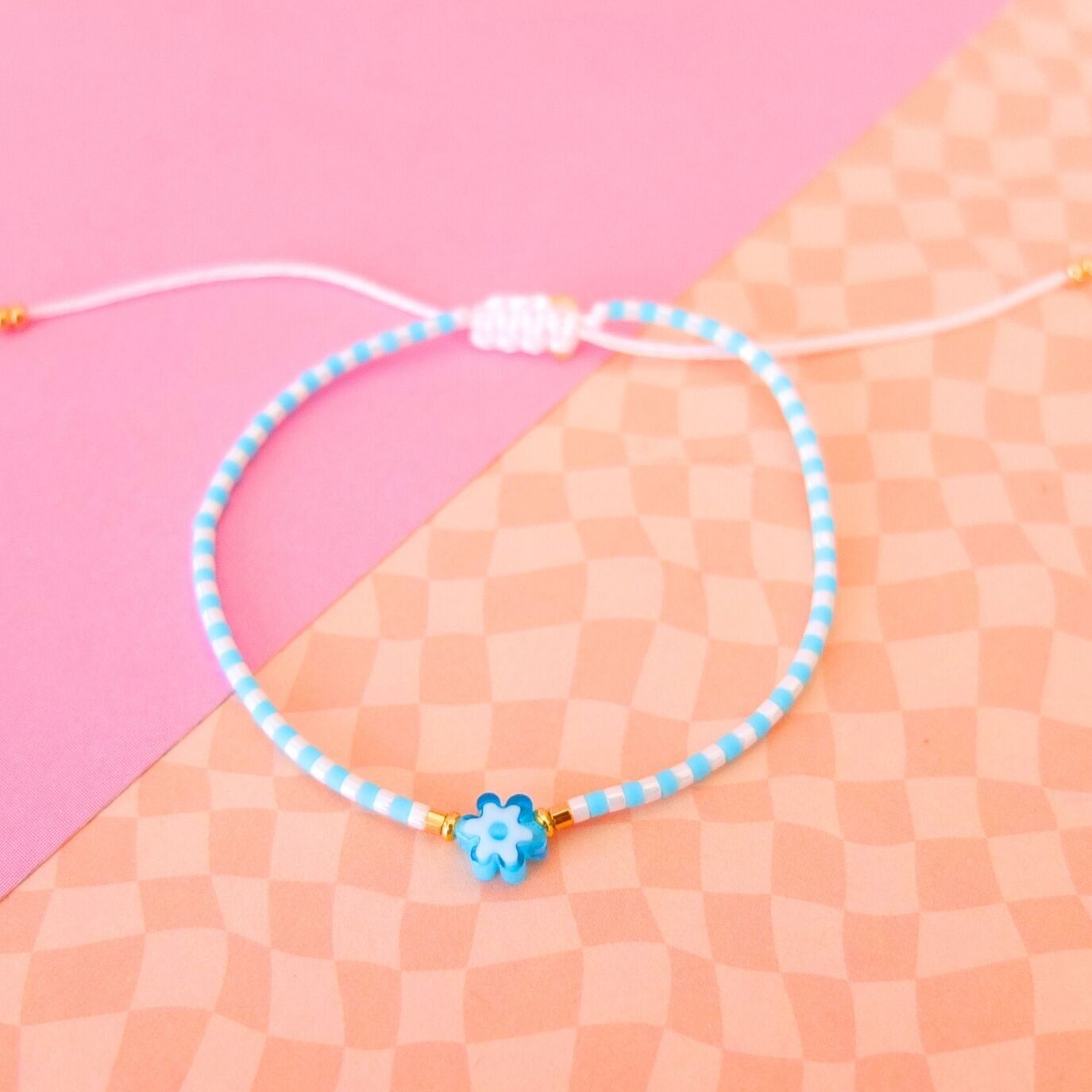 Bracelet cordon fleur millefiori, coloris 10