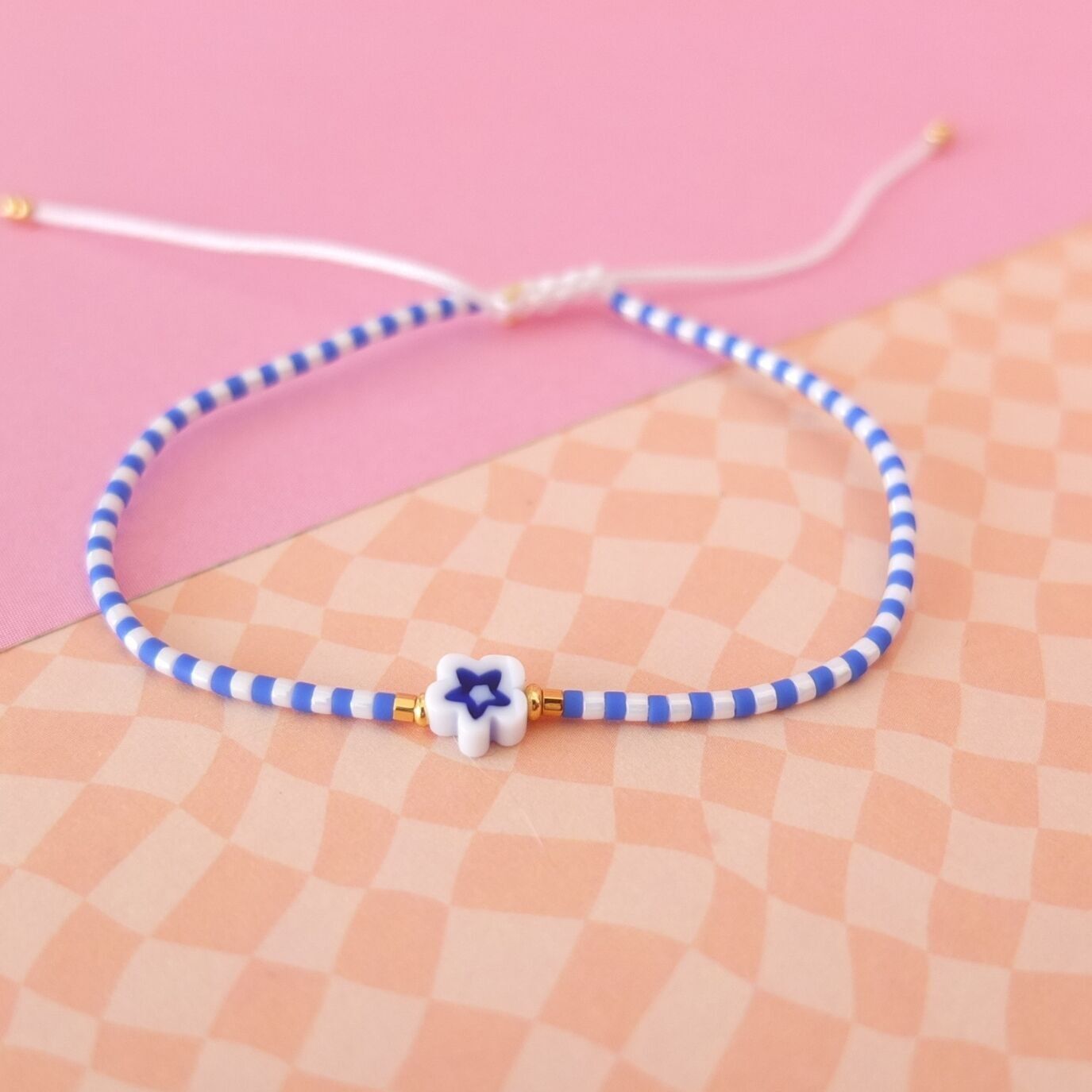 Bracelet cordon fleur millefiori, coloris 16
