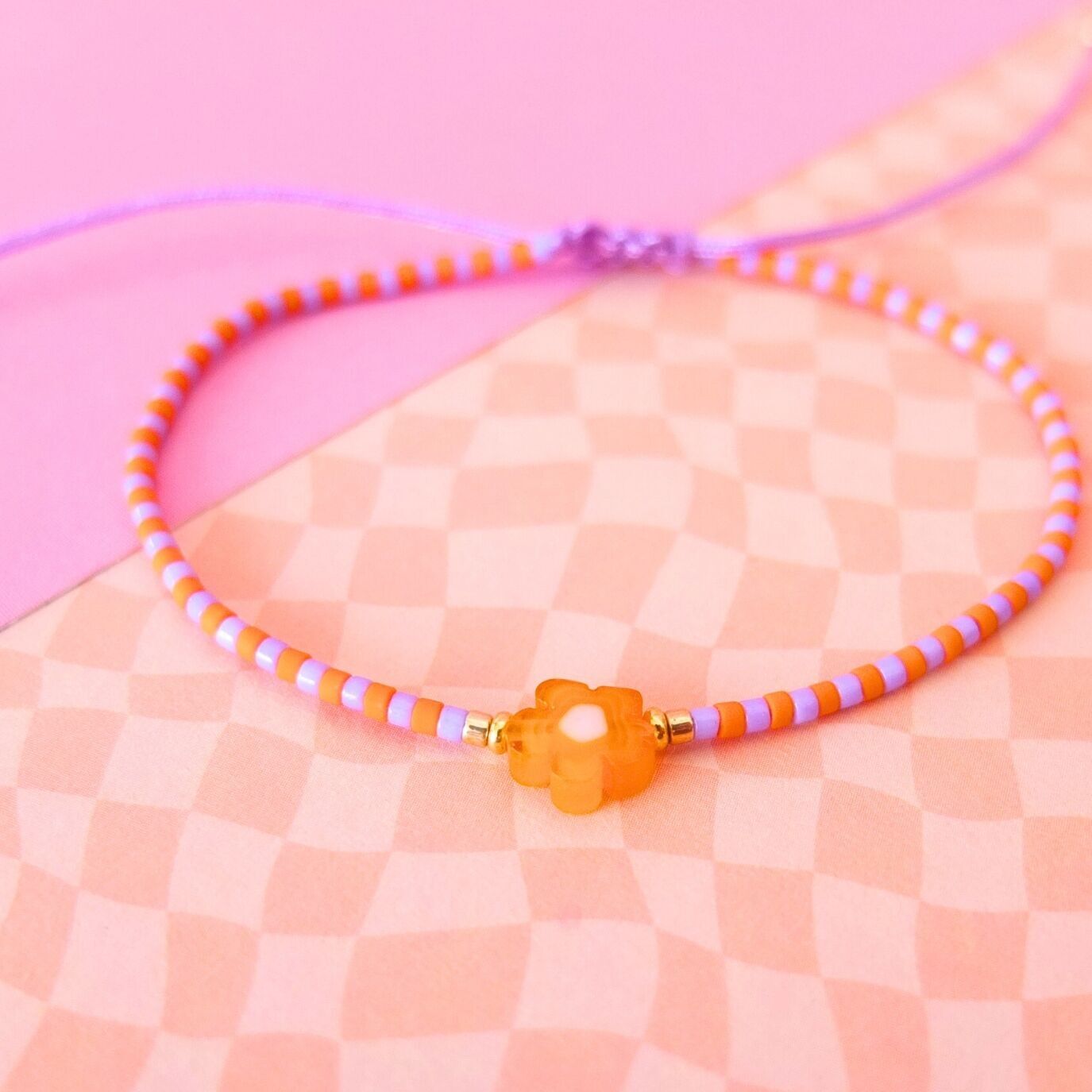Bracelet cordon fleur millefiori, coloris 19