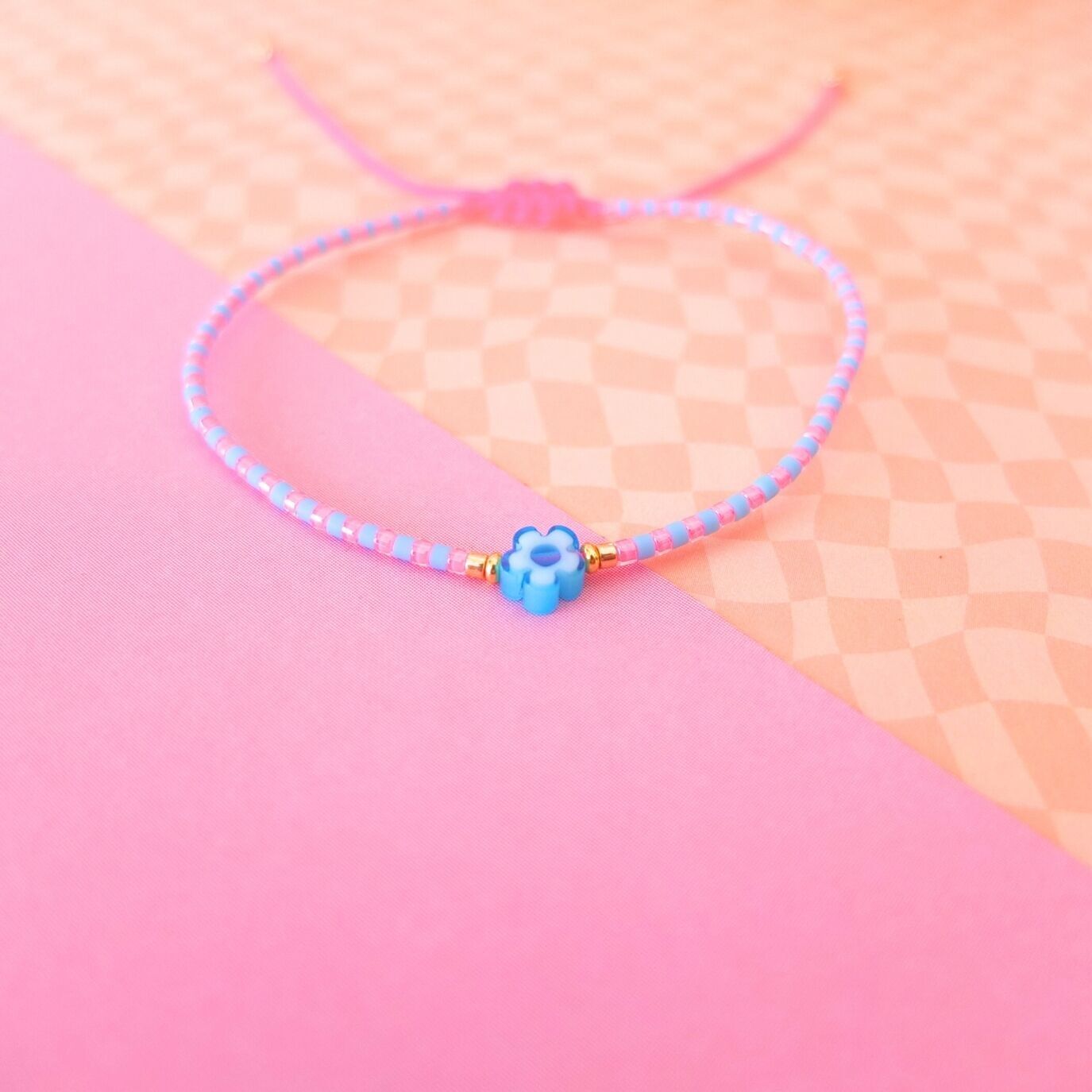 Bracelet cordon fleur millefiori, coloris 23