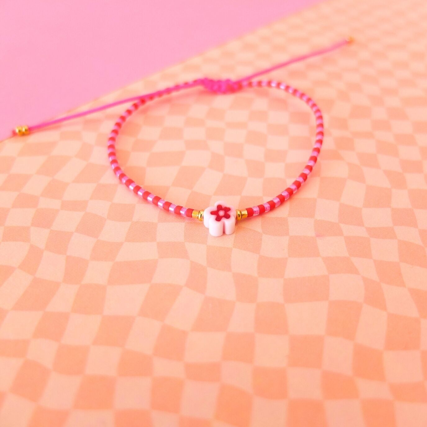 Bracelet cordon fleur millefiori, coloris 25