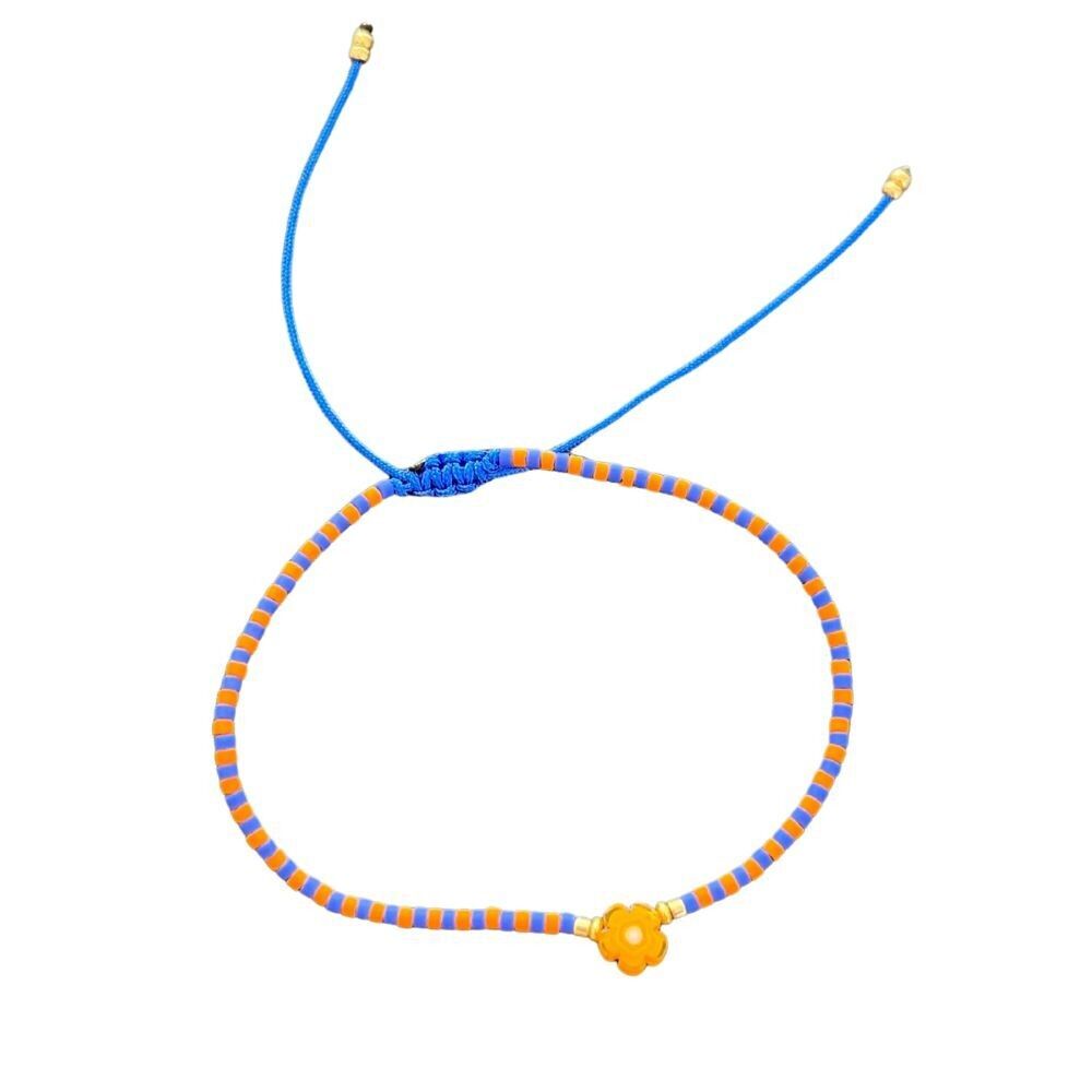 Bracelet cordon fleur millefiori, coloris 28