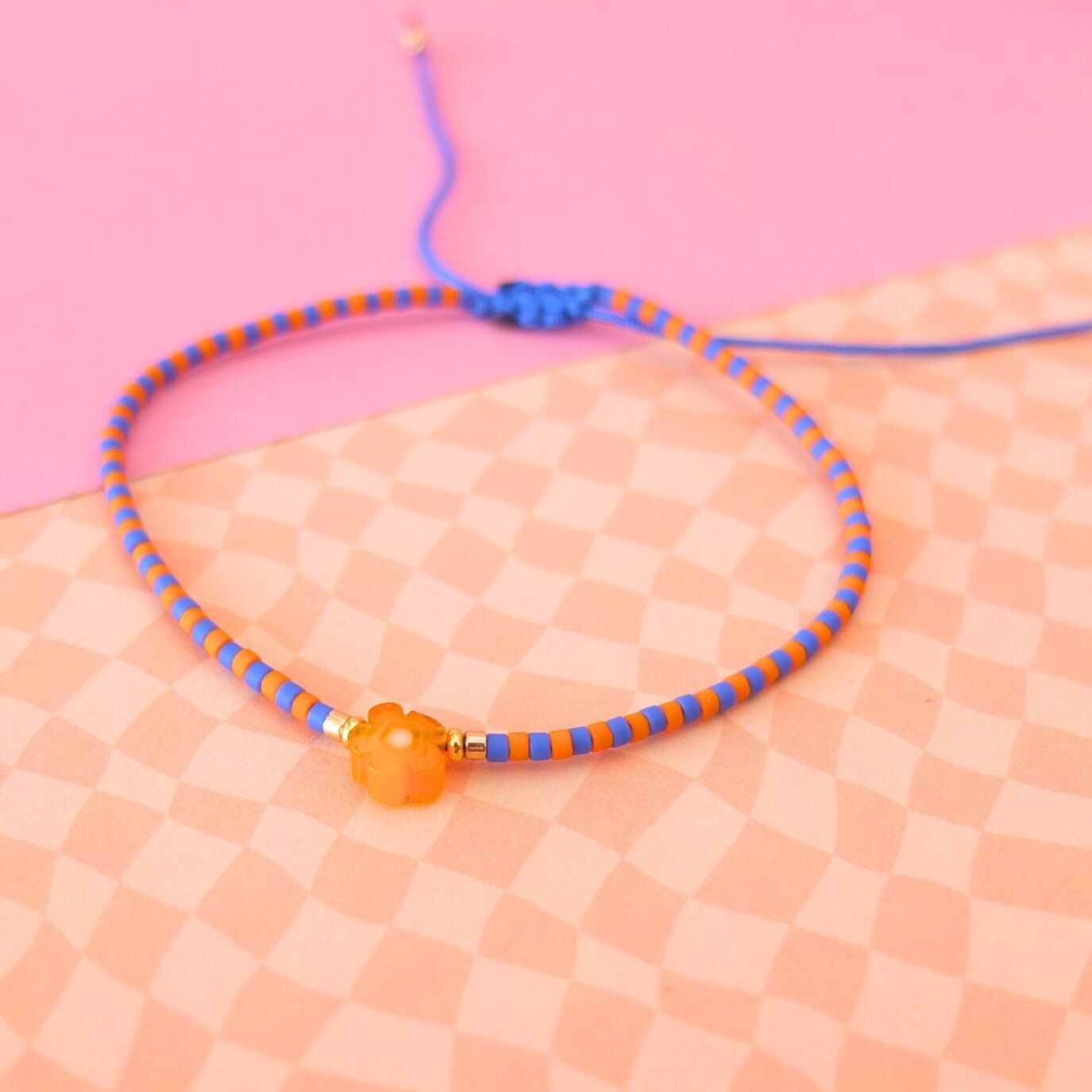 Bracelet cordon fleur millefiori, coloris 27