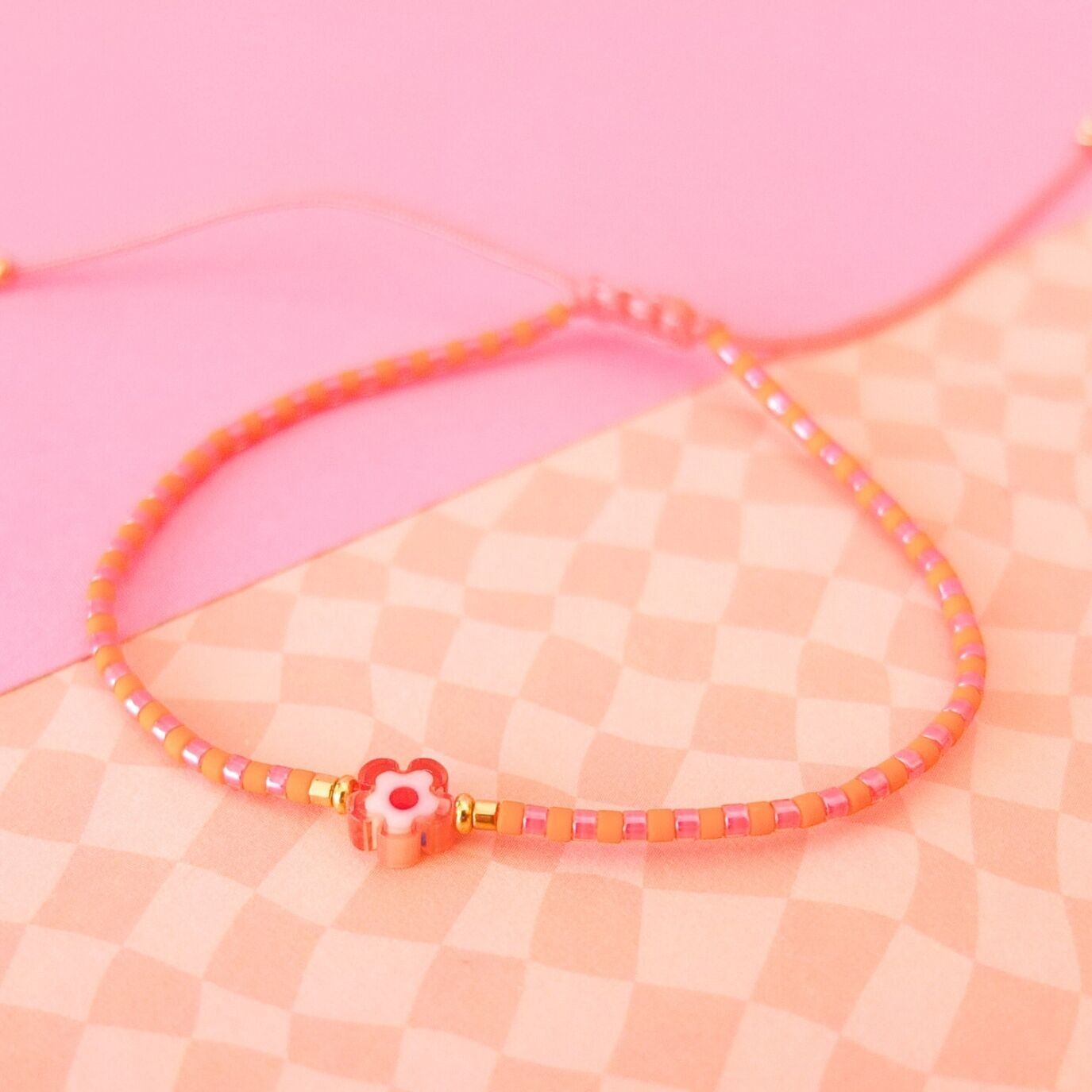 Bracelet cordon fleur millefiori, coloris 30
