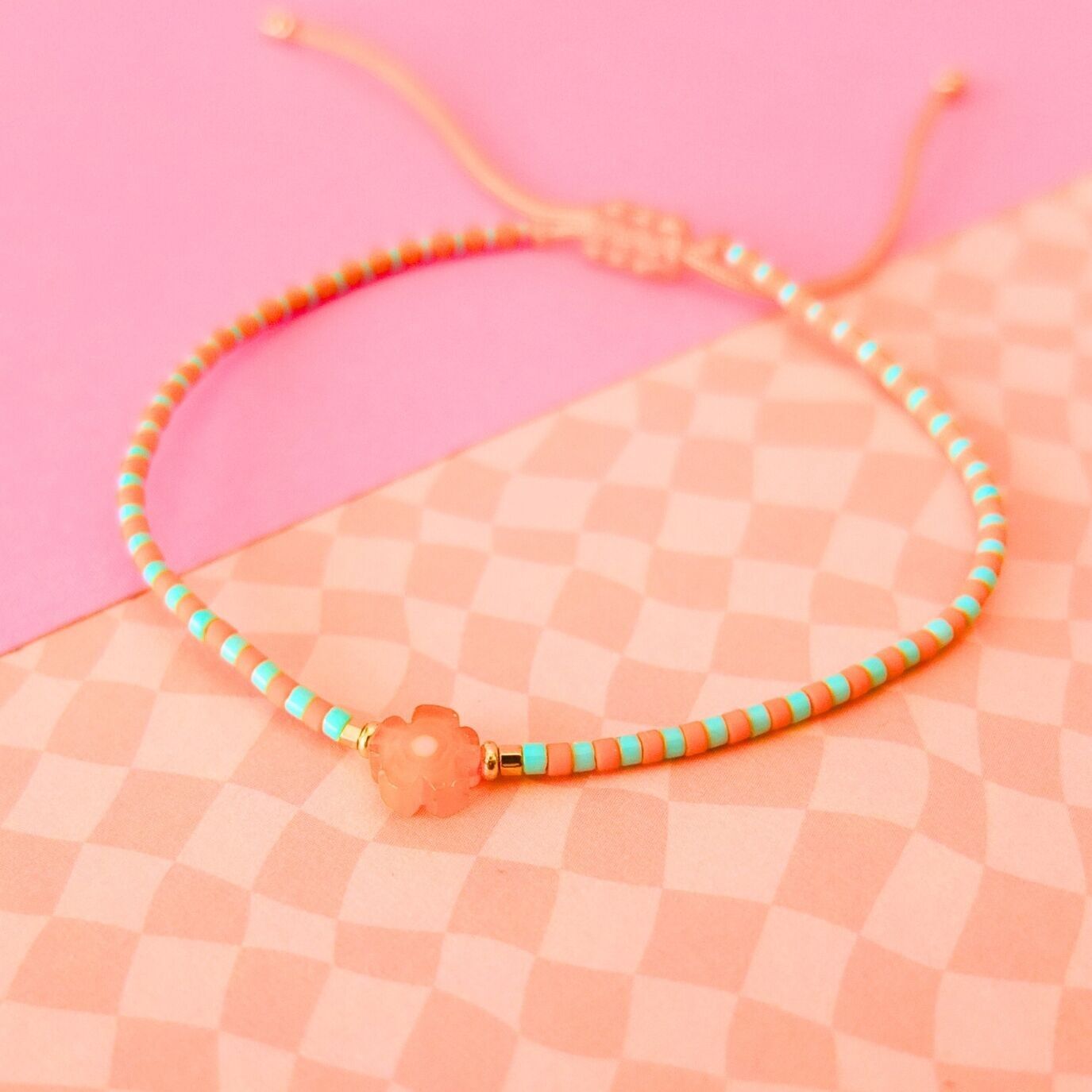 Bracelet cordon fleur millefiori, coloris 33